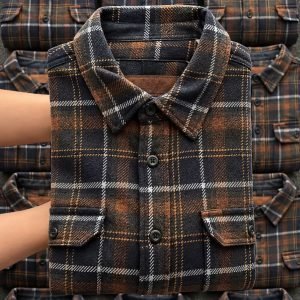 Men's Charcoal Plaid Flannel Shacket